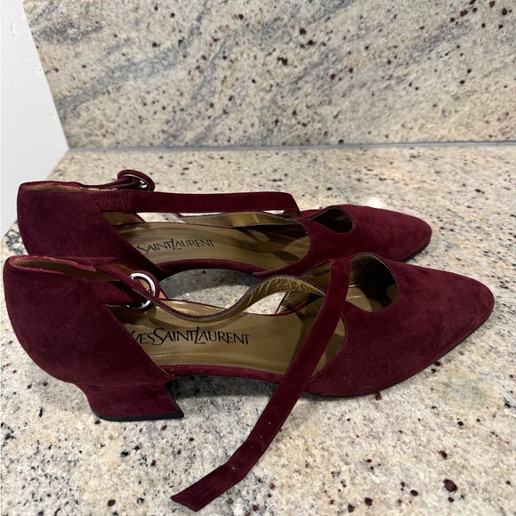 Yves Saint Laurent Shoes - Yves Saint Laurent suede cross strap heels 10M